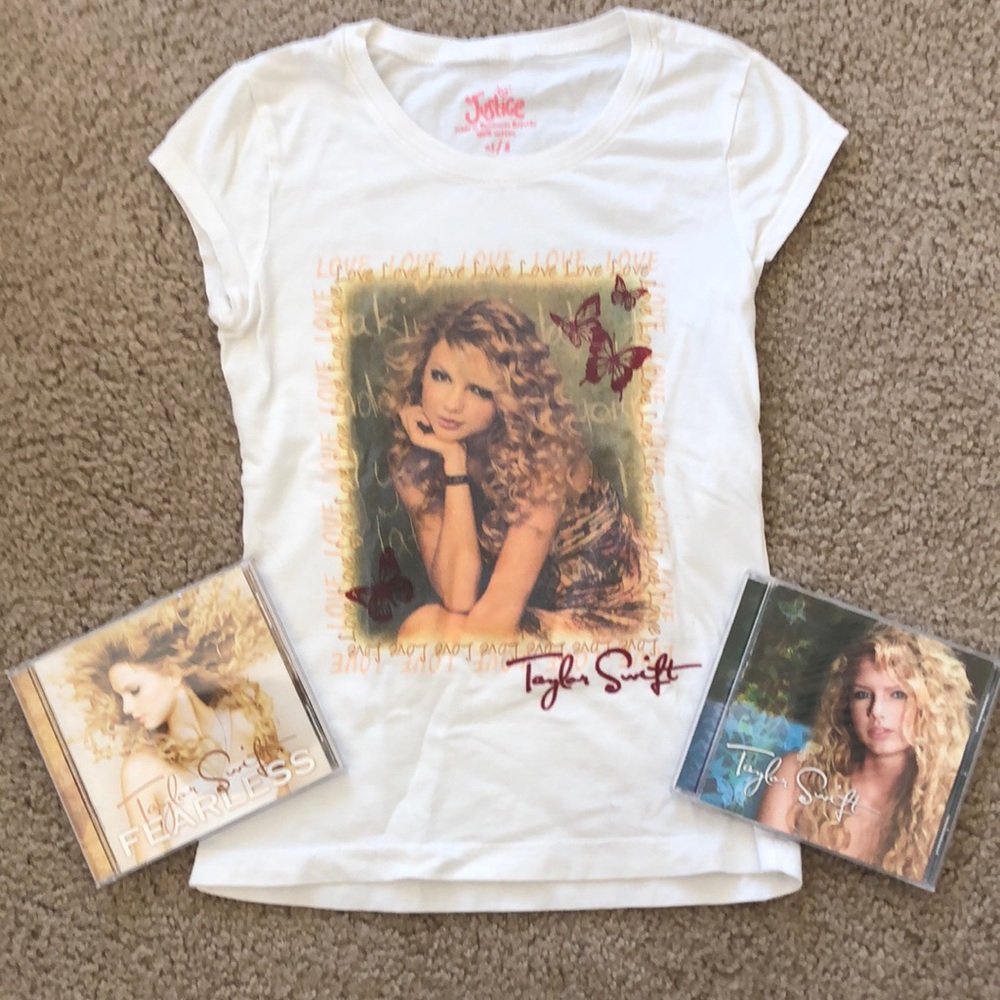 Taylor Swift shirt and CDs